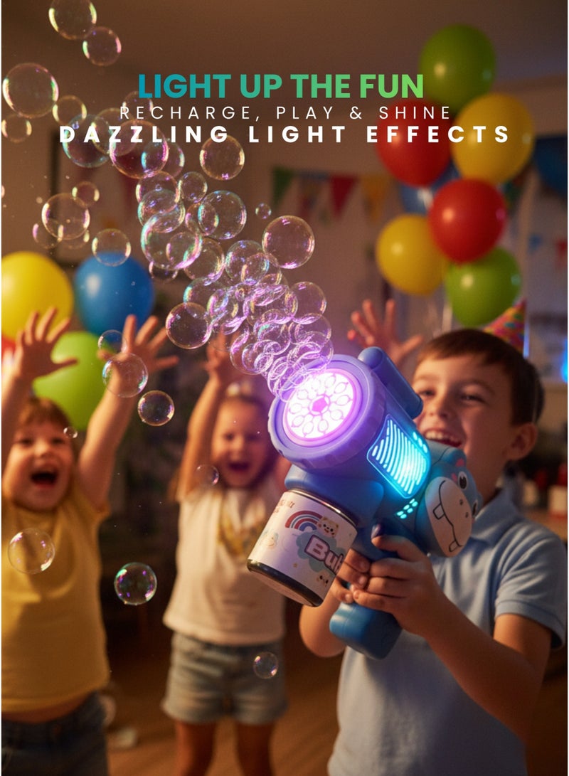 vexa pro Rechargeable Bubble Gun for Kids, Electric Bubble Machine with Bubble Liquid Bottle, Multi-Hole Design - Image 2